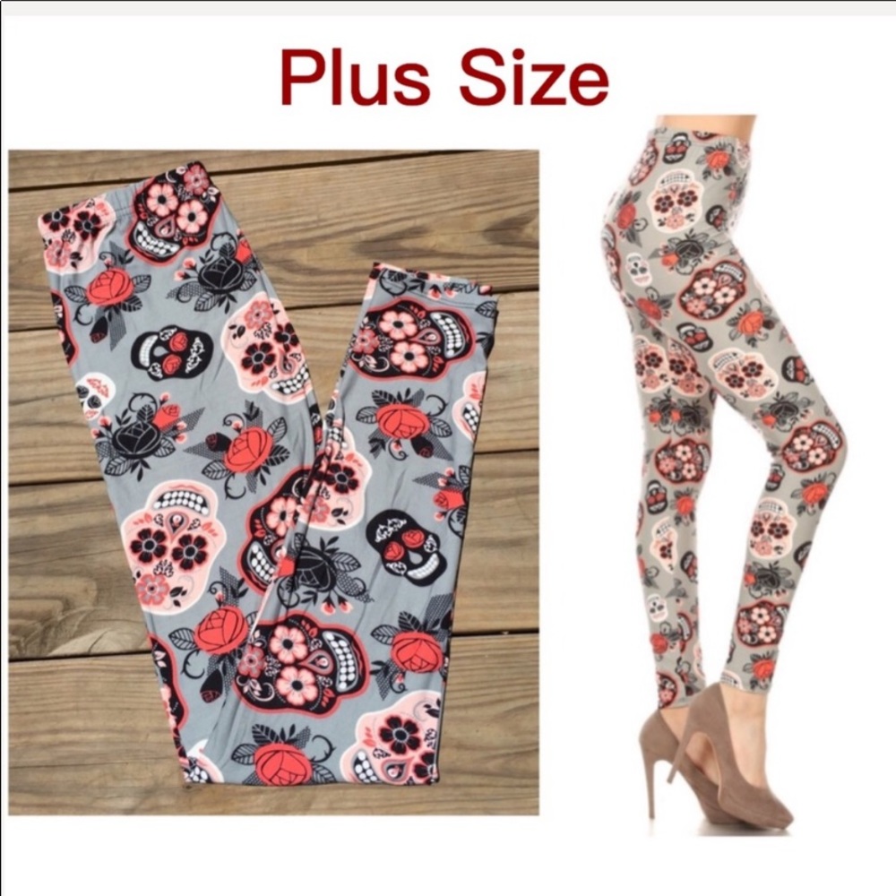 Pink Skull & Flower print Legging size 12-18